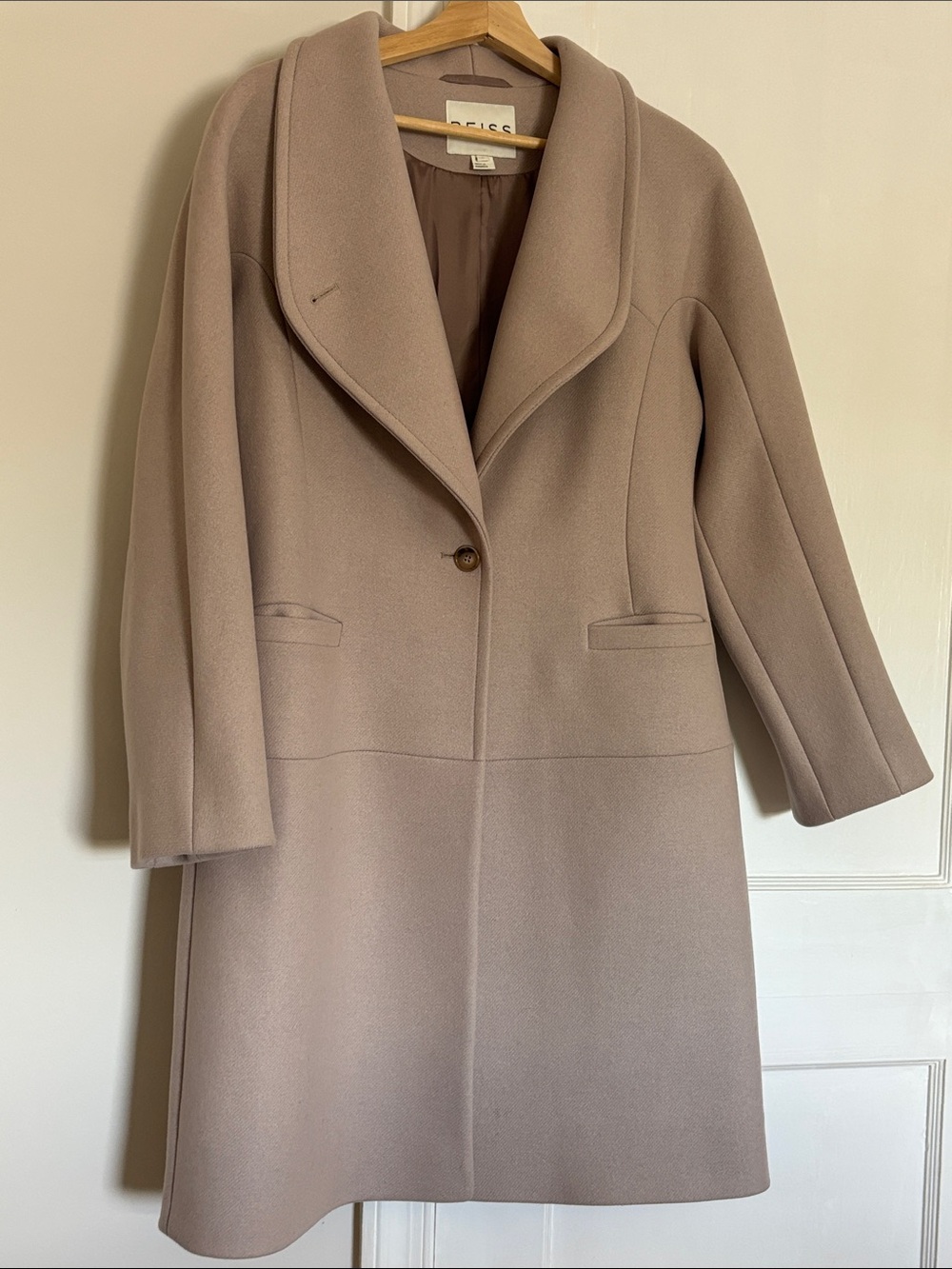 Reiss Pink Single-Button Wool-Blend Trench Coat